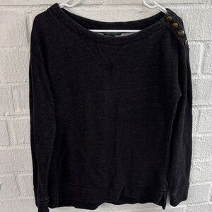 Lauren Ralph Lauren Gold Button  Black Knit Long Sleeve Sweater sz M